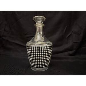 Vintage Luminarc Decanter With Stopper Black & White Check Pattern 7.25” tall